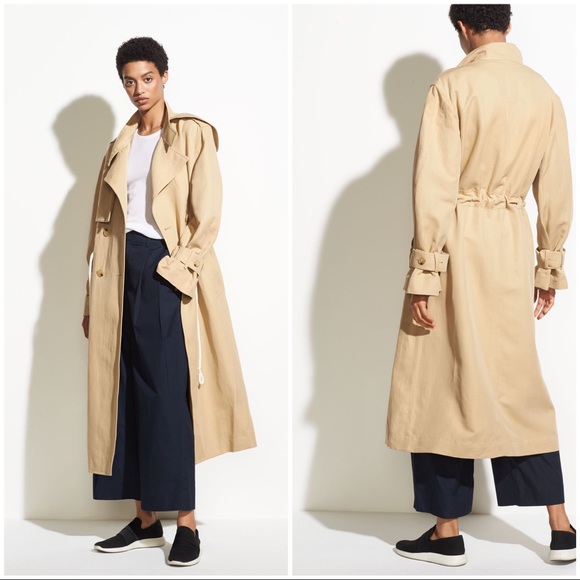 **SOLD**NWT- Vince Long Linen Trench in New Khaki - Picture 3 of 3